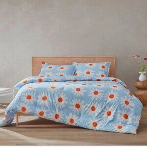 NEW Marimekko Rakastaa Ei Rakasta FULL/QUEEN Blue Floral Duvet Cover Set